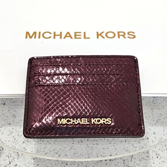 Michael Kors card holder, NEW, beautiful burgundy/bronze color. - Picture 1 of 5